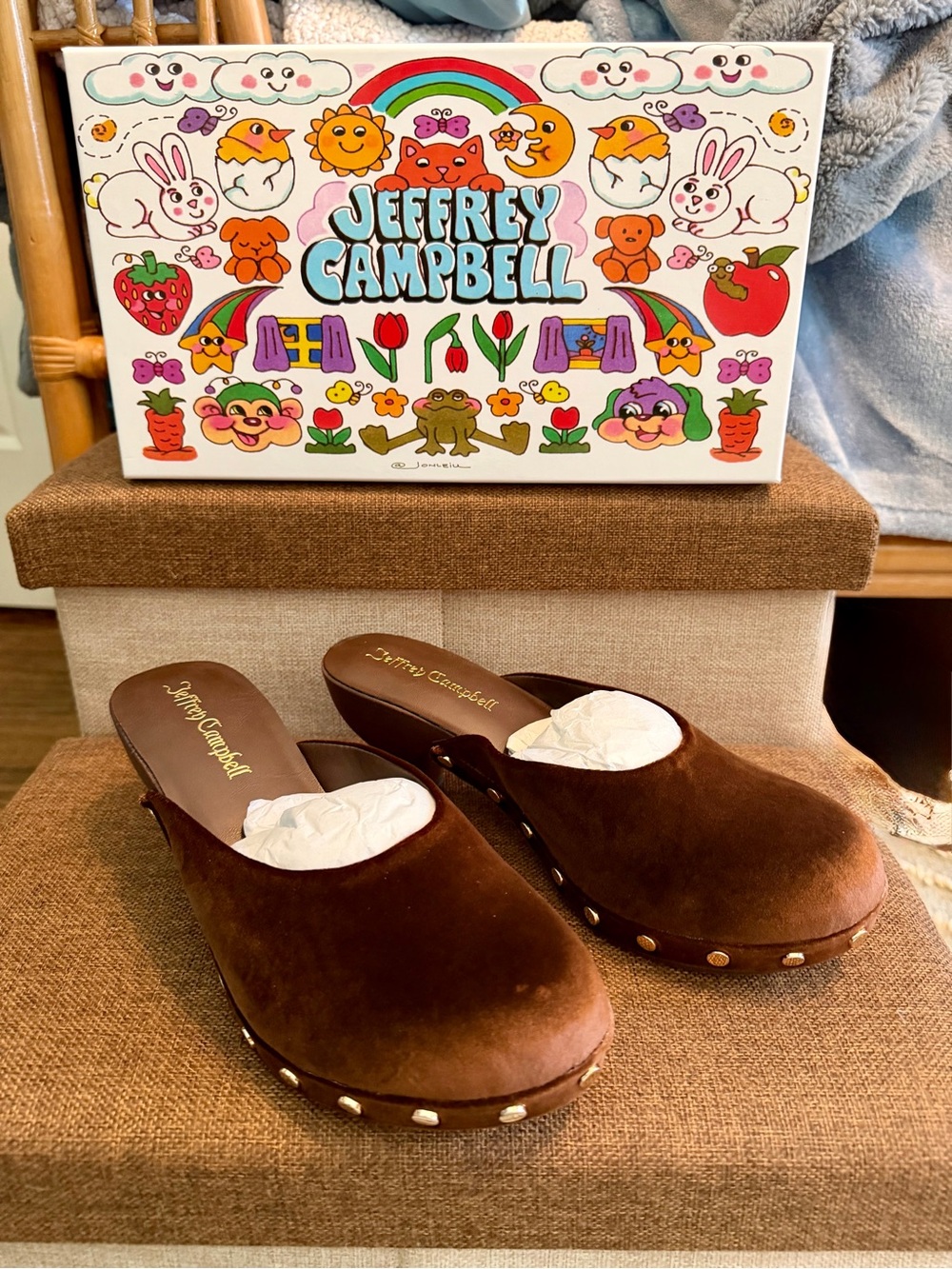 SOLD!!!! Jeffrey Campbell Brown Suede Studded Slip-On Mules - Picture 8 of 13